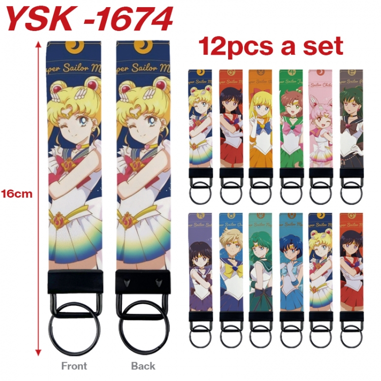 sailormoon Anime mobile phone rope keychain 16CM a set of 12  YSK-1674