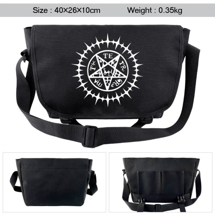 Kuroshitsuji  Anime black double button waterproof single shoulder crossbody bag 40x26x10cm