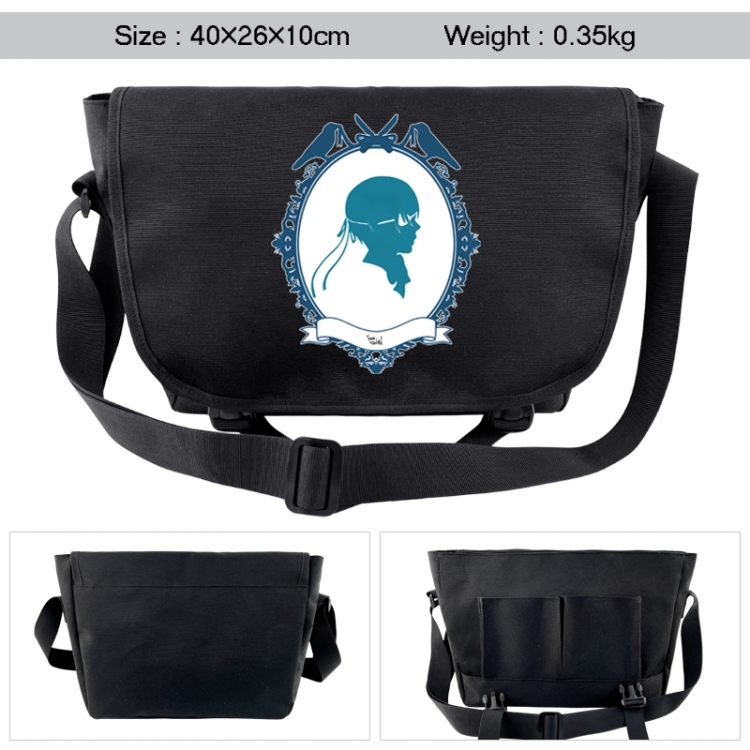 Kuroshitsuji  Anime black double button waterproof single shoulder crossbody bag 40x26x10cm