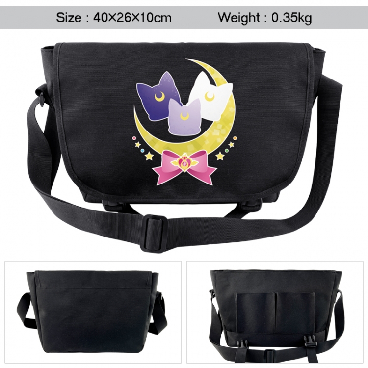 sailormoon Anime black double button waterproof single shoulder crossbody bag 40x26x10cm