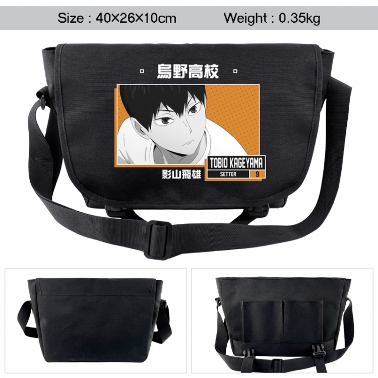 Haikyuu!! Anime black double button waterproof single shoulder crossbody bag 40x26x10cm