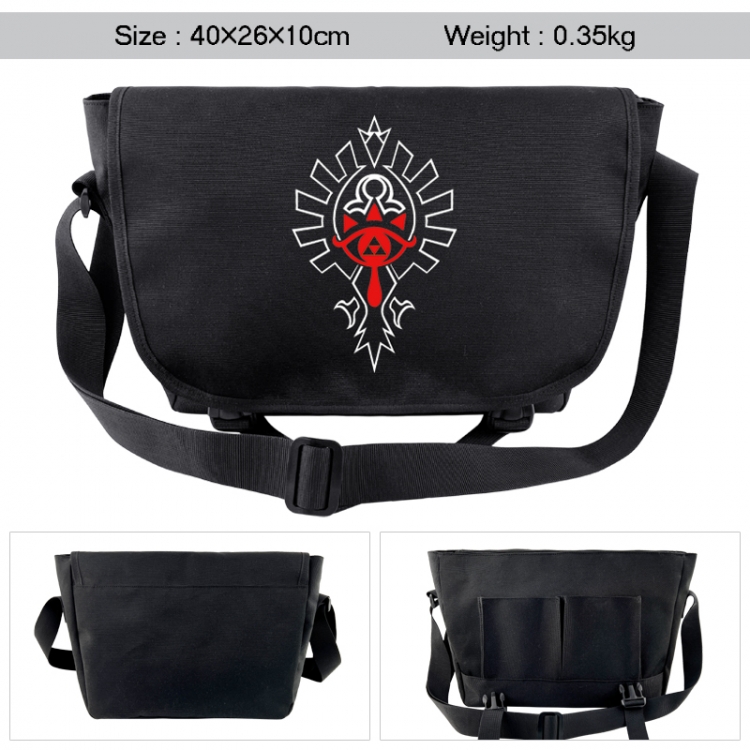 The Legend of Zelda Anime black double button waterproof single shoulder crossbody bag 40x26x10cm