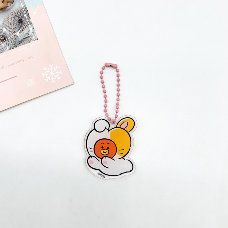 BTS Cartoon creative keychain acrylic bag pendant OPP packaging price for 5 pcs