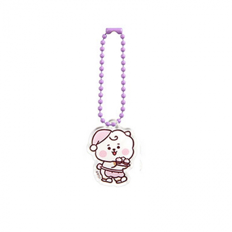 BTS Cartoon creative keychain acrylic bag pendant OPP packaging price for 5 pcs