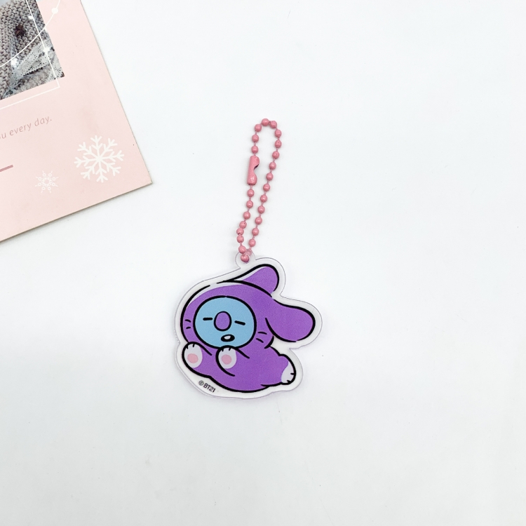 BTS Cartoon creative keychain acrylic bag pendant OPP packaging price for 5 pcs