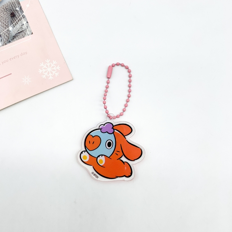 BTS Cartoon creative keychain acrylic bag pendant OPP packaging price for 5 pcs