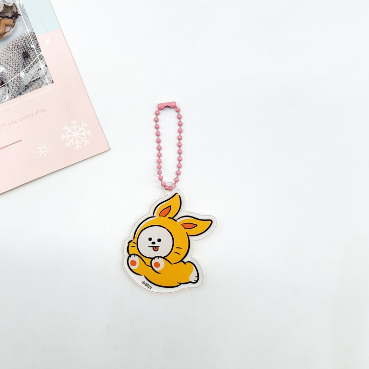 BTS Cartoon creative keychain acrylic bag pendant OPP packaging price for 5 pcs