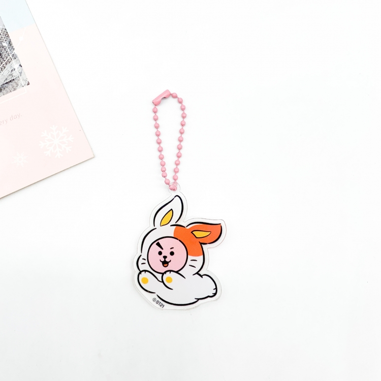 BTS Cartoon creative keychain acrylic bag pendant OPP packaging price for 5 pcs