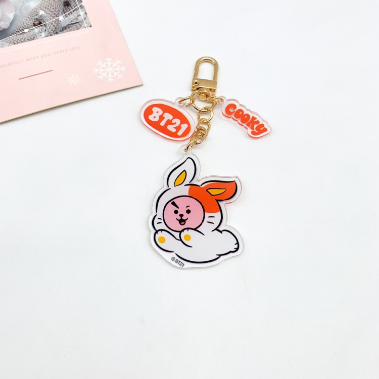 BTS Cartoon creativity 3 pendant keychain acrylic bag pendant OPP packaging price for 5 pcs