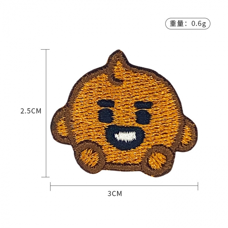 BTS Cartoon embroidery fabric with self-adhesive sticker price for 5 pcs