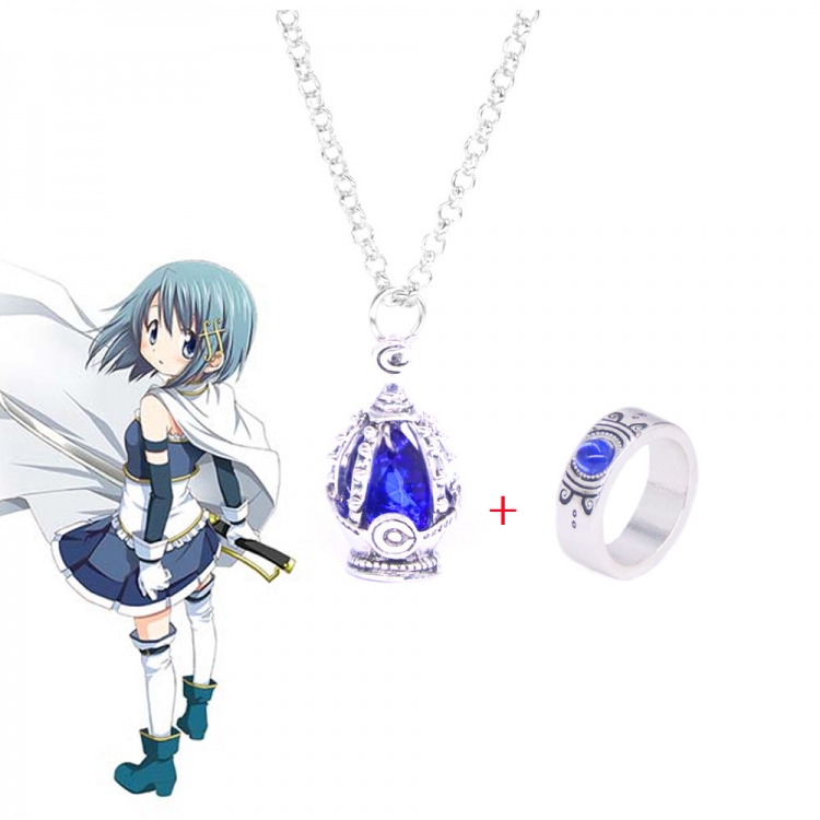 Magical Girl Madoka of the Magus Necklace Ring Set OPP Packaging price for 2 pcs