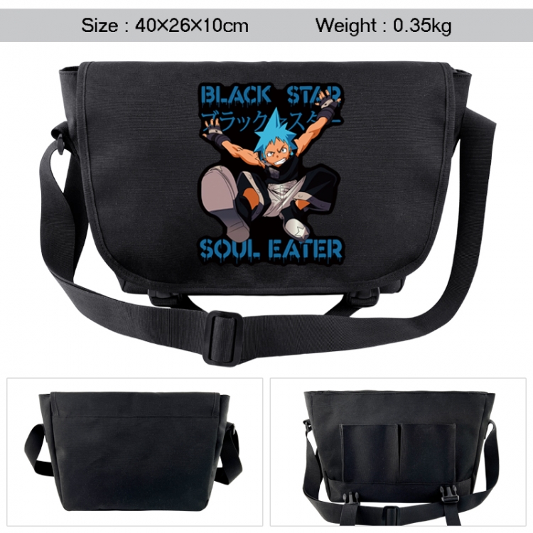 Soul Eater Anime black double button waterproof single shoulder crossbody bag 40x26x10cm