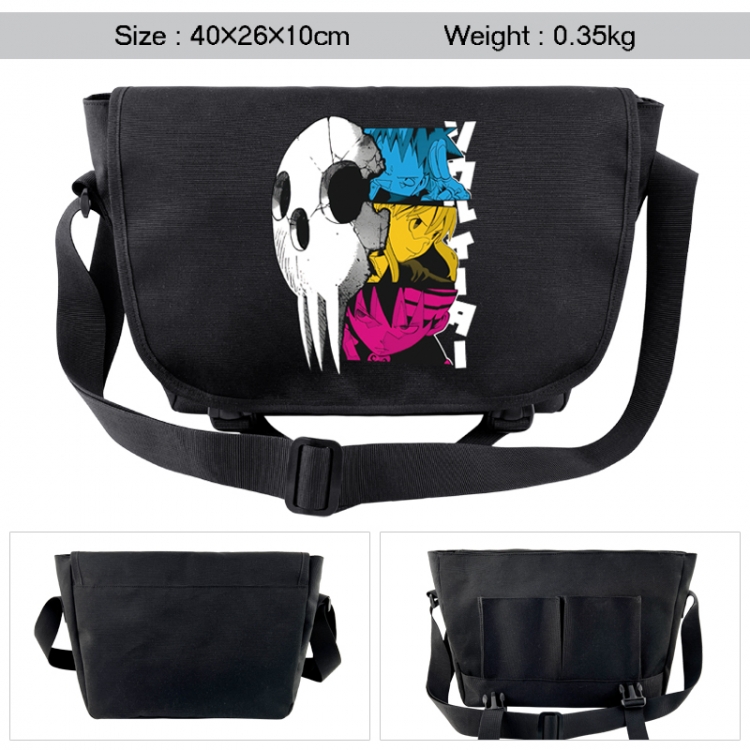 Soul Eater Anime black double button waterproof single shoulder crossbody bag 40x26x10cm