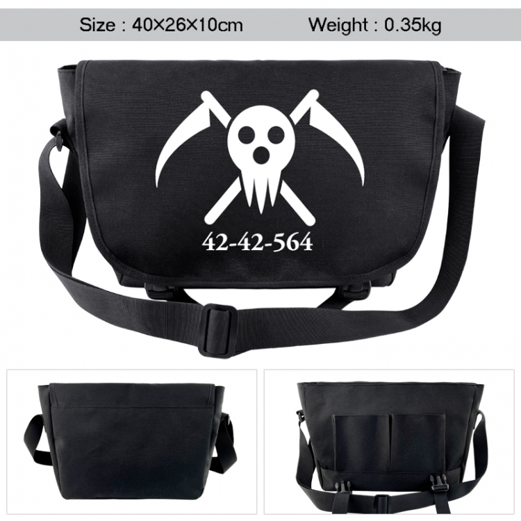 Soul Eater Anime black double button waterproof single shoulder crossbody bag 40x26x10cm