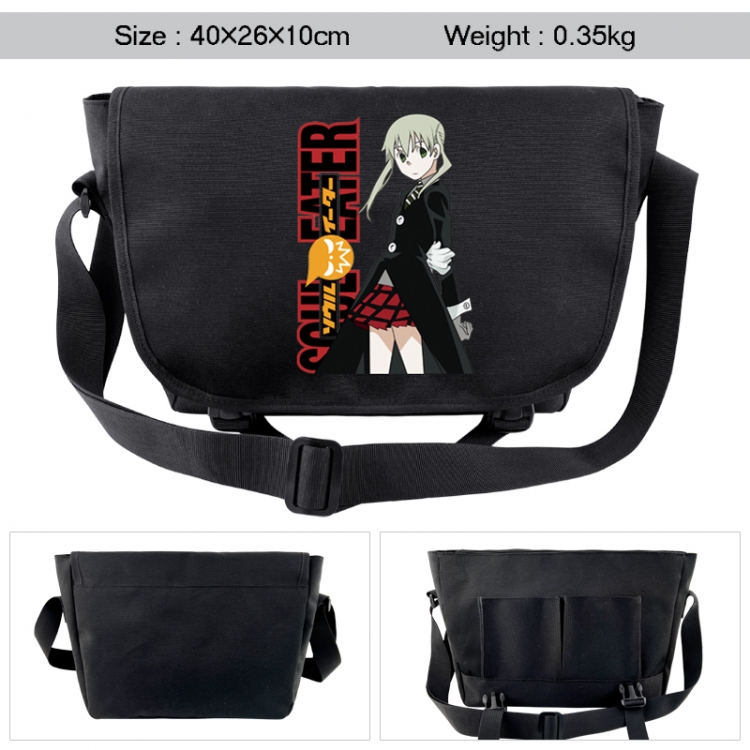 Soul Eater Anime black double button waterproof single shoulder crossbody bag 40x26x10cm