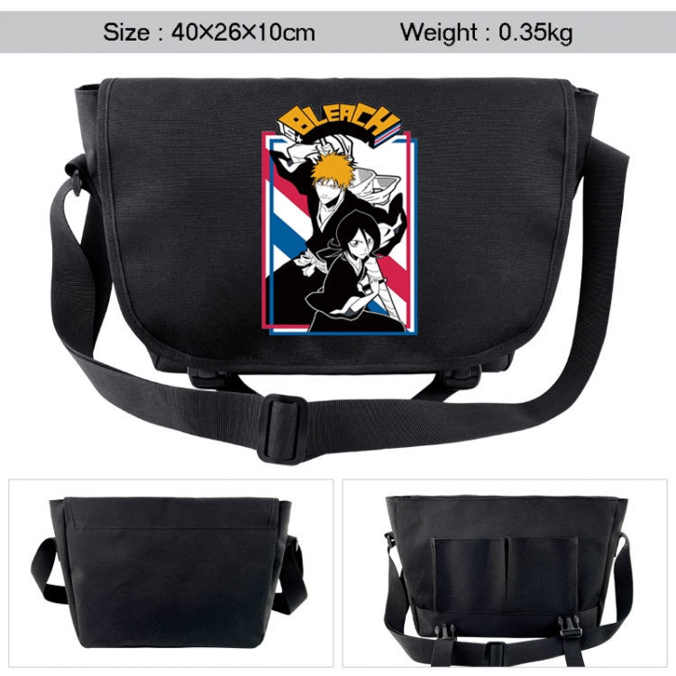 Bleach Anime black double button waterproof single shoulder crossbody bag 40x26x10cm
