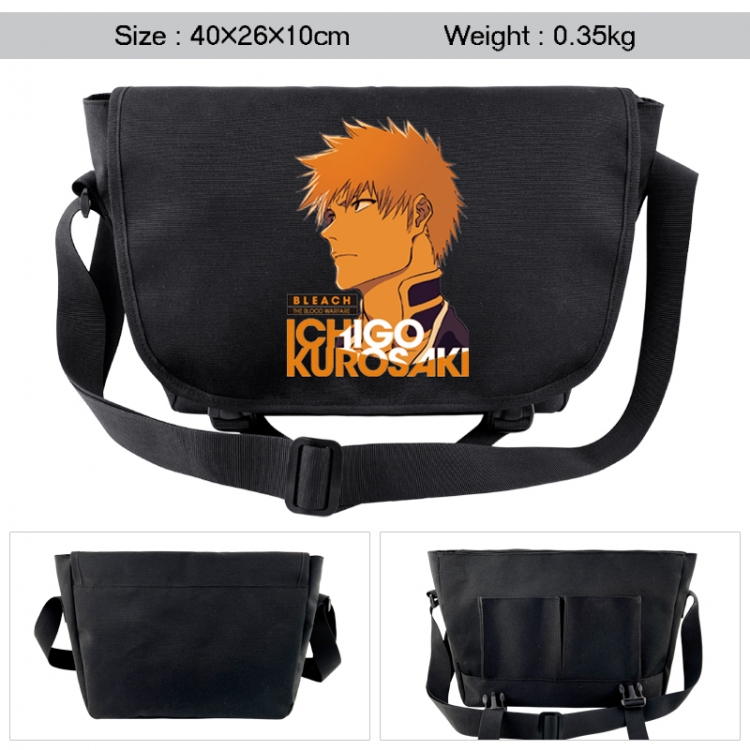 Bleach Anime black double button waterproof single shoulder crossbody bag 40x26x10cm