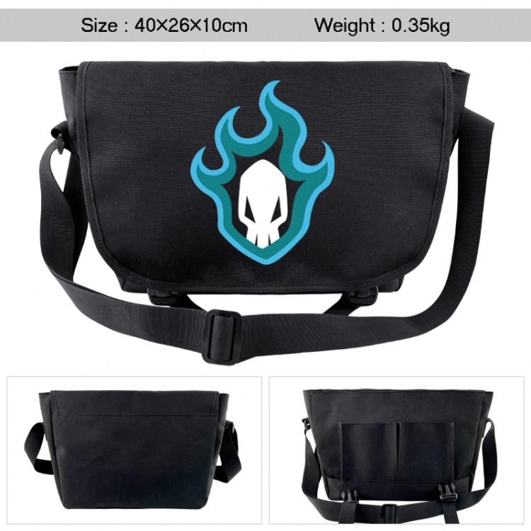 Bleach Anime black double button waterproof single shoulder crossbody bag 40x26x10cm