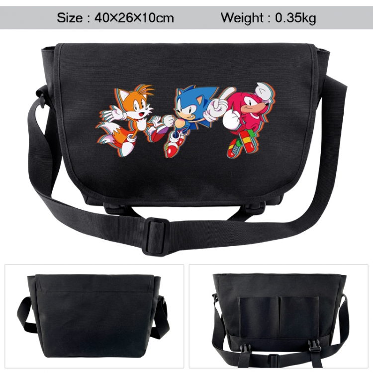 Sonic the Hedgehog Anime black double button waterproof single shoulder crossbody bag 40x26x10cm