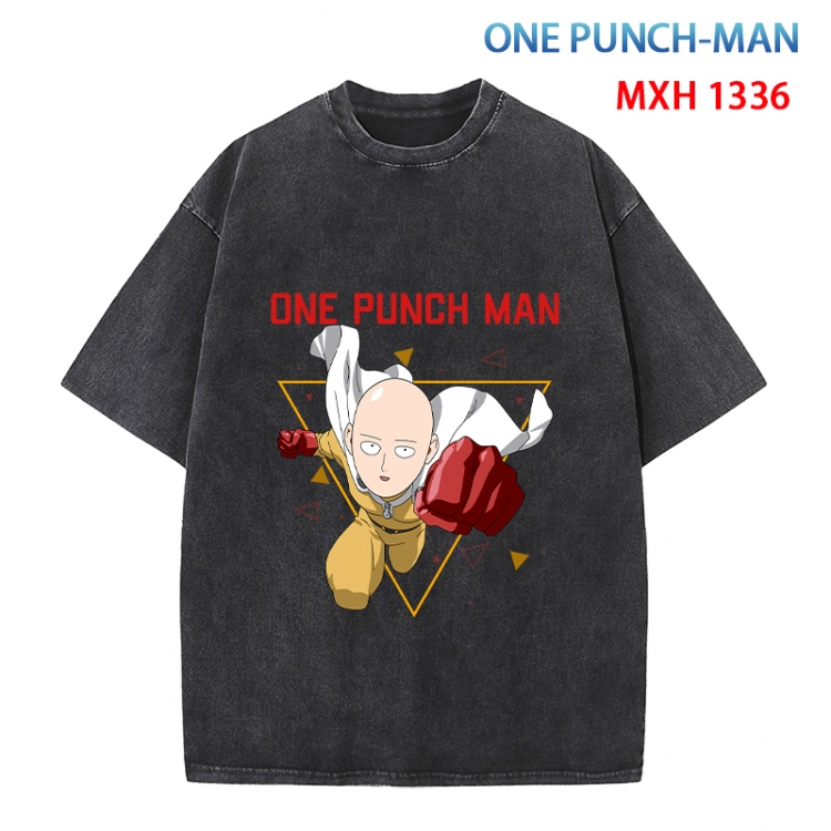 One Punch Man Anime peripheral pure cotton washed and worn T-shirt from S to 4XL MXH 1336