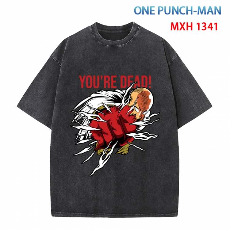 One Punch Man Anime peripheral pure cotton washed and worn T-shirt from S to 4XL MXH 1341