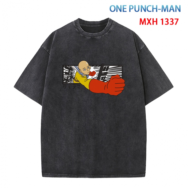One Punch Man Anime peripheral pure cotton washed and worn T-shirt from S to 4XL  MXH 1337
