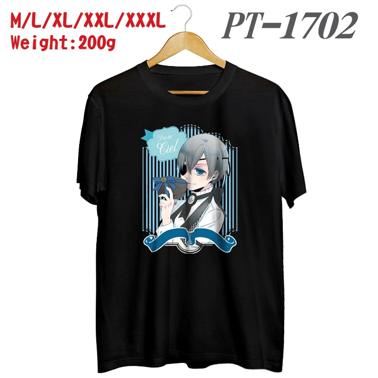 Kuroshitsuji Anime Cotton Color Book Print Short Sleeve T-Shirt from M to 3XL  PT1702