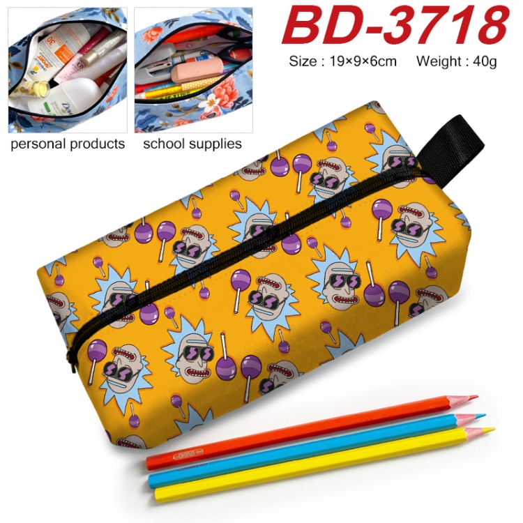 Rick and Morty Anime New Zipper Pen Bag Storage Bag Makeup Bag 19x9x6cm BD-3718