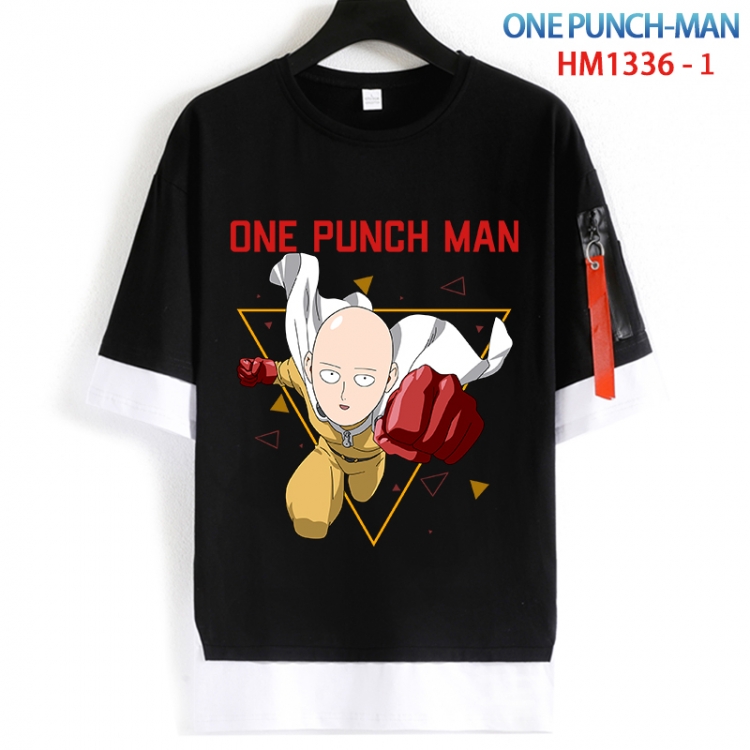 One Punch Man Cotton Crew Neck Fake Two-Piece Short Sleeve T-Shirt from S to 4XL HM 1336 1