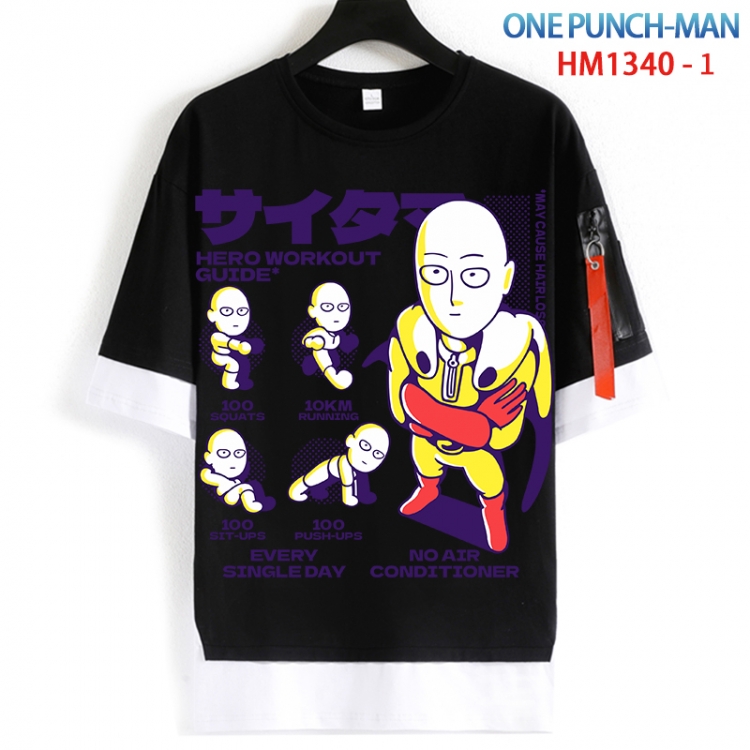 One Punch Man Cotton Crew Neck Fake Two-Piece Short Sleeve T-Shirt from S to 4XL  HM 1340 1