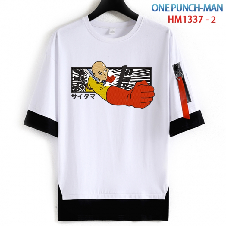 One Punch Man Cotton Crew Neck Fake Two-Piece Short Sleeve T-Shirt from S to 4XL HM 1337 2