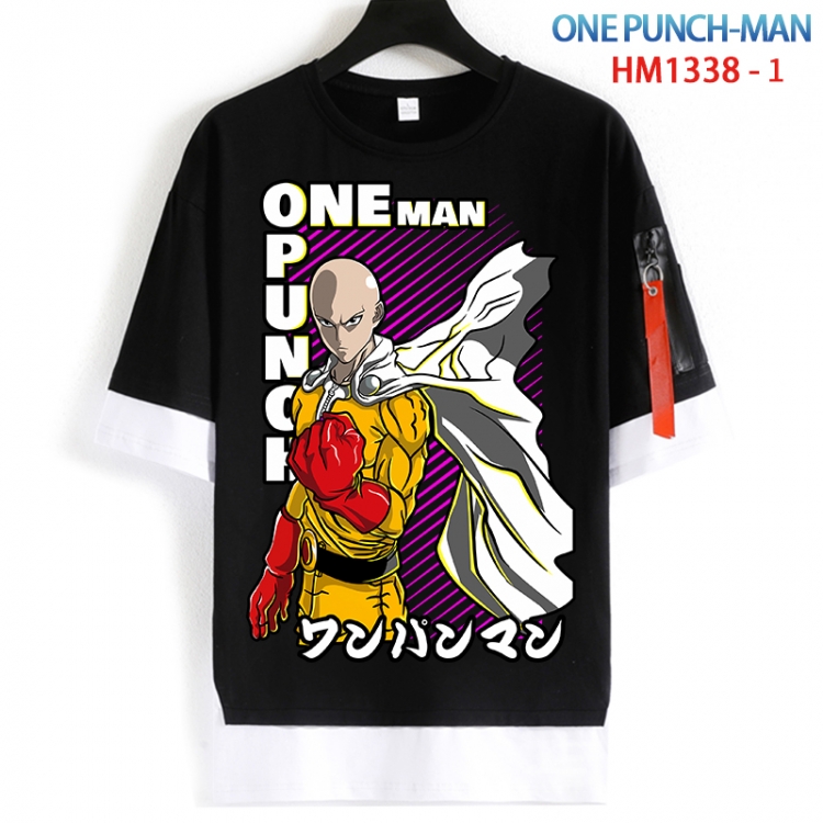 One Punch Man Cotton Crew Neck Fake Two-Piece Short Sleeve T-Shirt from S to 4XL HM 1338 1