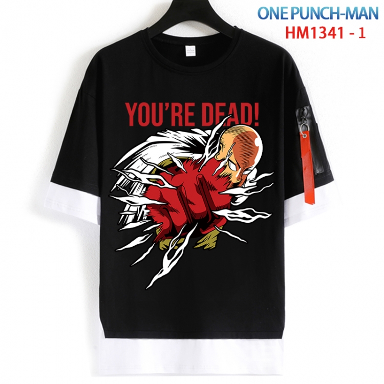 One Punch Man Cotton Crew Neck Fake Two-Piece Short Sleeve T-Shirt from S to 4XL HM 1341 1