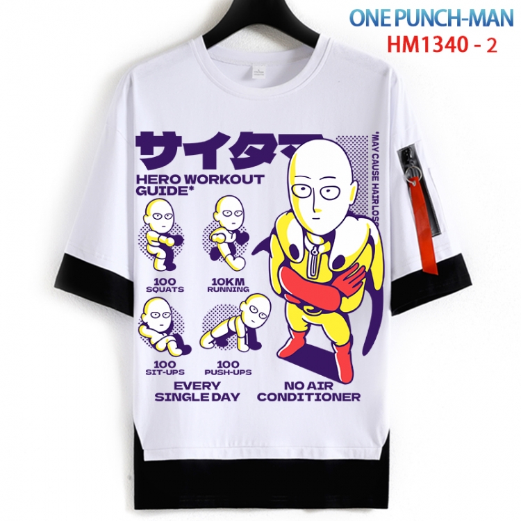 One Punch Man Cotton Crew Neck Fake Two-Piece Short Sleeve T-Shirt from S to 4XL HM 1340 2