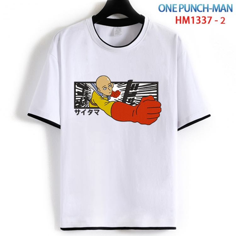 One Punch Man Cotton crew neck black and white trim short-sleeved T-shirt from S to 4XL  HM 1337 2