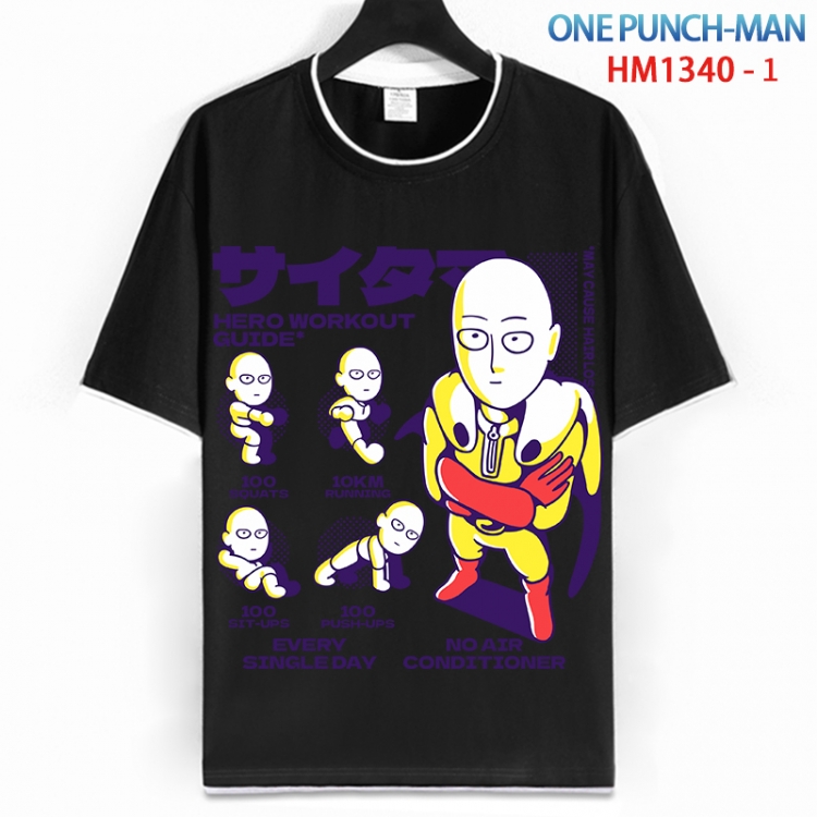 One Punch Man Cotton crew neck black and white trim short-sleeved T-shirt from S to 4XL HM 1340 1