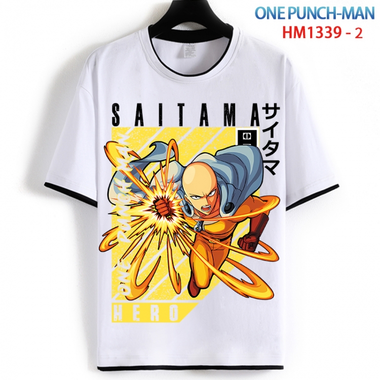 One Punch Man Cotton crew neck black and white trim short-sleeved T-shirt from S to 4XL  HM 1339 2