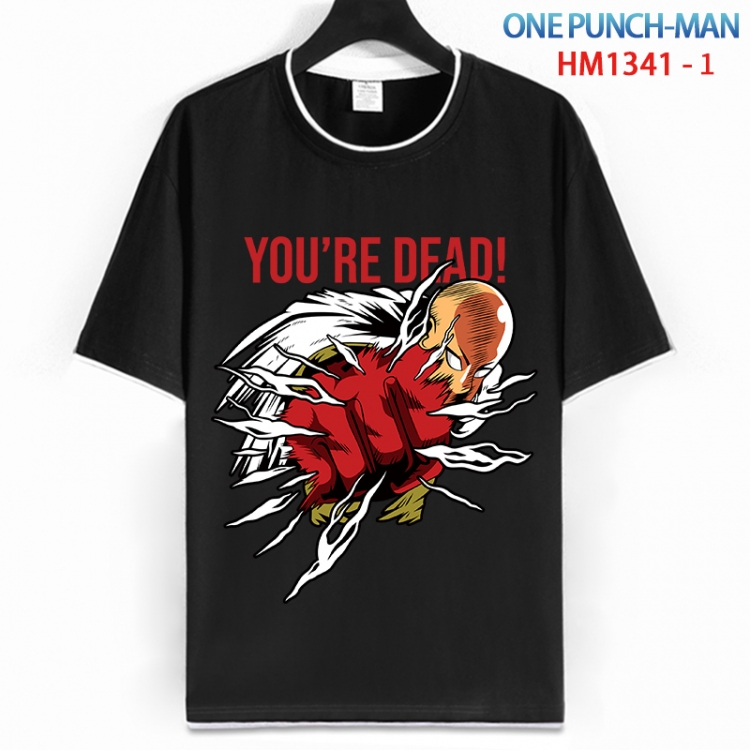 One Punch Man Cotton crew neck black and white trim short-sleeved T-shirt from S to 4XL HM 1341 1