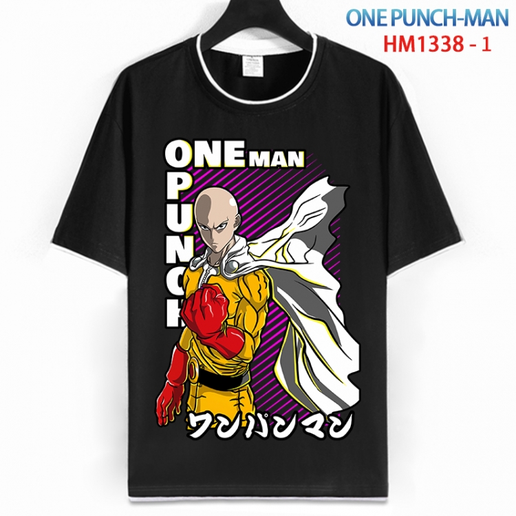 One Punch Man Cotton crew neck black and white trim short-sleeved T-shirt from S to 4XL  HM 1338 1