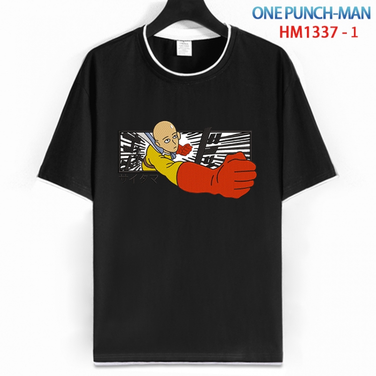 One Punch Man Cotton crew neck black and white trim short-sleeved T-shirt from S to 4XL HM 1337 1
