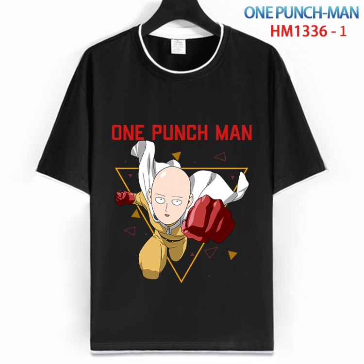 One Punch Man Cotton crew neck black and white trim short-sleeved T-shirt from S to 4XL HM 1336 1