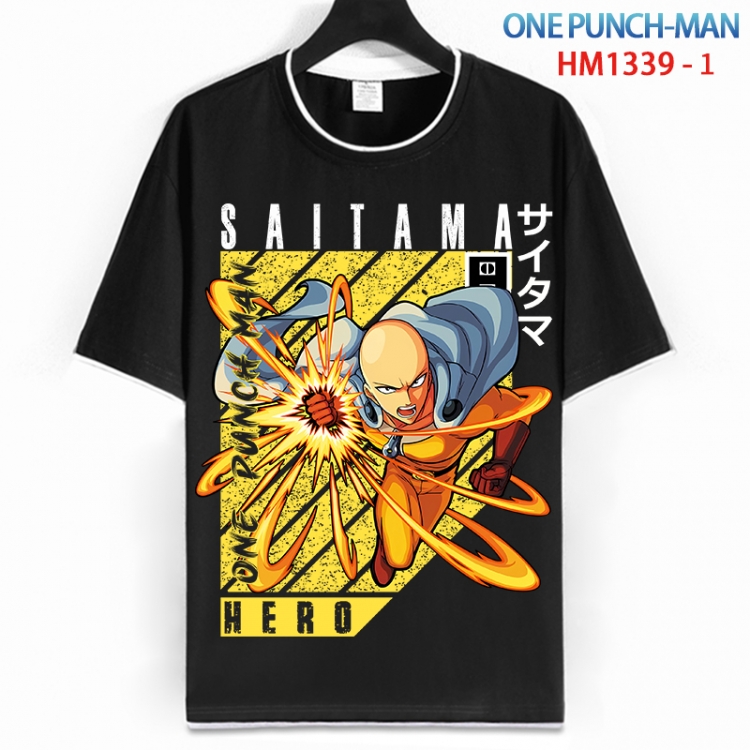 One Punch Man Cotton crew neck black and white trim short-sleeved T-shirt from S to 4XL  HM 1339 1