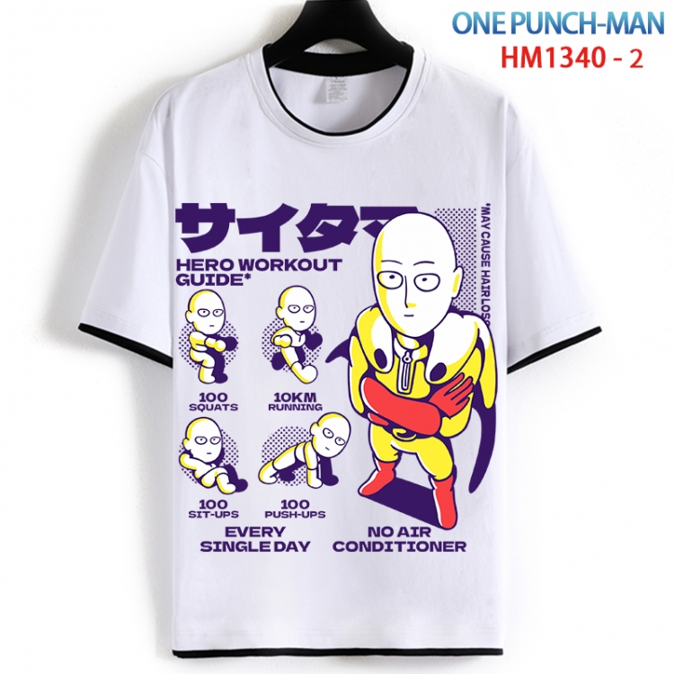 One Punch Man Cotton crew neck black and white trim short-sleeved T-shirt from S to 4XL  HM 1340 2