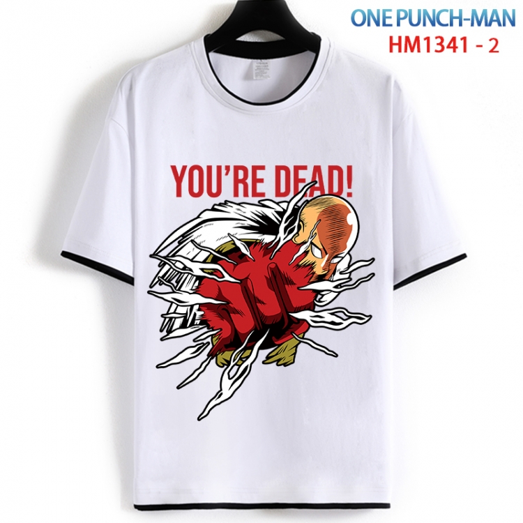 One Punch Man Cotton crew neck black and white trim short-sleeved T-shirt from S to 4XL HM 1341 2