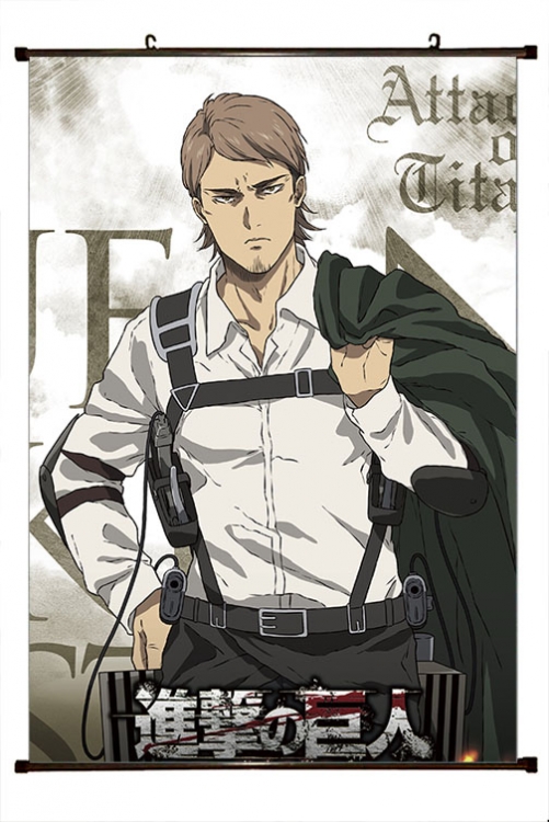 Shingeki no Kyojin Anime black Plastic rod Cloth painting Wall Scroll 60X90CM  J12-367