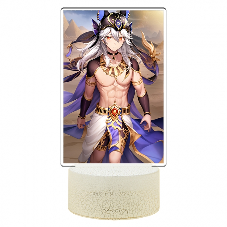 Genshin Impact Cyno Acrylic Night Light 16 Color-changing USB Interface Box Set 19X7X4CM white base