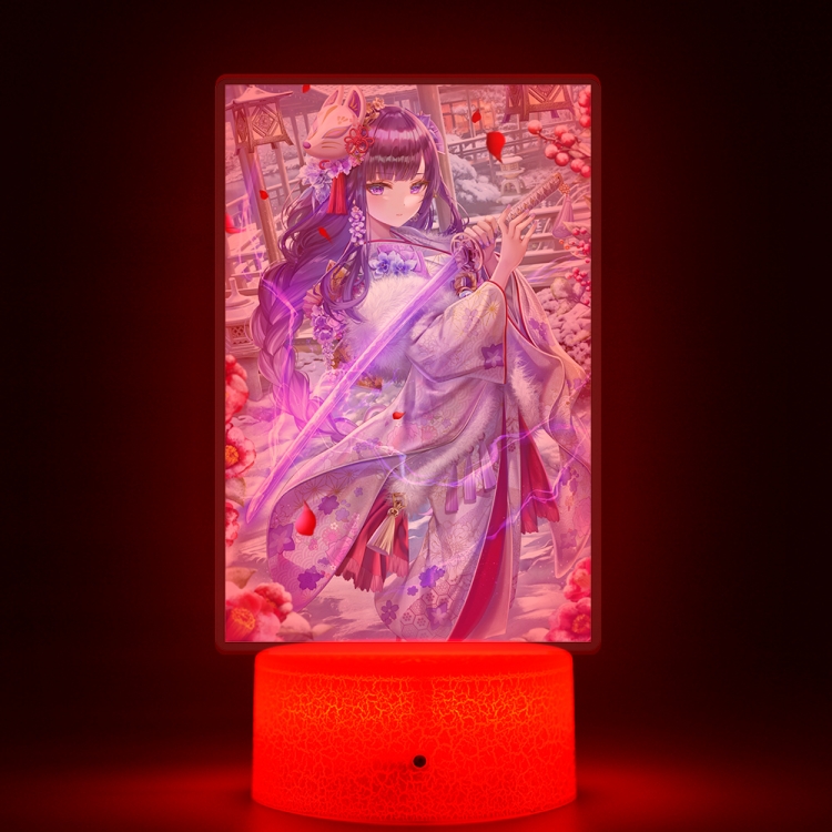 Genshin Impact Acrylic Night Light 16 Color-changing USB Interface Box Set 19X7X4CM white base