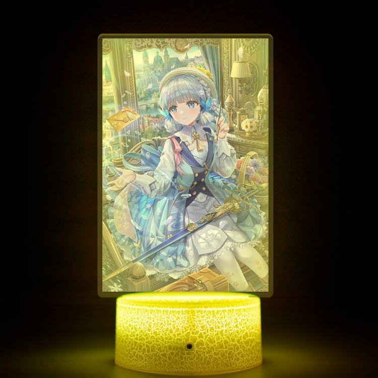 Genshin Impact Acrylic Night Light 16 Color-changing USB Interface Box Set 19X7X4CM white base