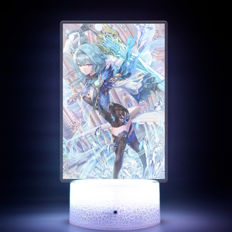 Genshin Impact Acrylic Night Light 16 Color-changing USB Interface Box Set 19X7X4CM white base