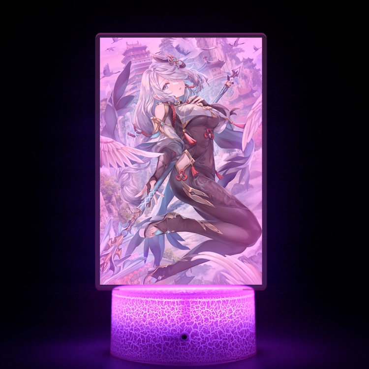 Genshin Impact Acrylic Night Light 16 Color-changing USB Interface Box Set 19X7X4CM white base